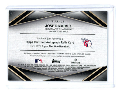 Jose Ramirez 2022 Topps Tier One Baseball Auto Relic #'d 98/99