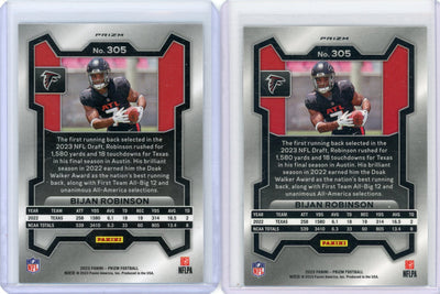 Bijan Robinson 2023 Panini Prizm silver + rwb prizm 2-card rookie lot