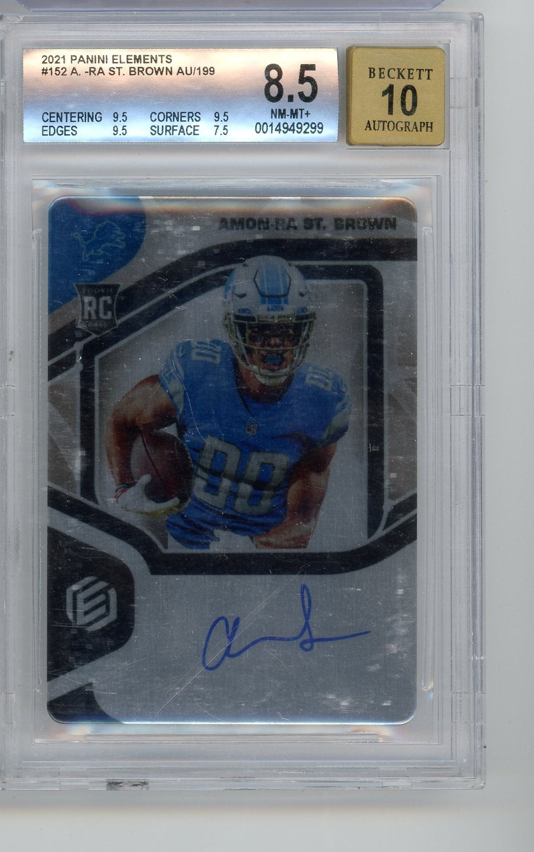 Amon-Ra St. Brown 2021 Panini Elements autograph #'d 13/199 BGS 8.5 AUTO 10