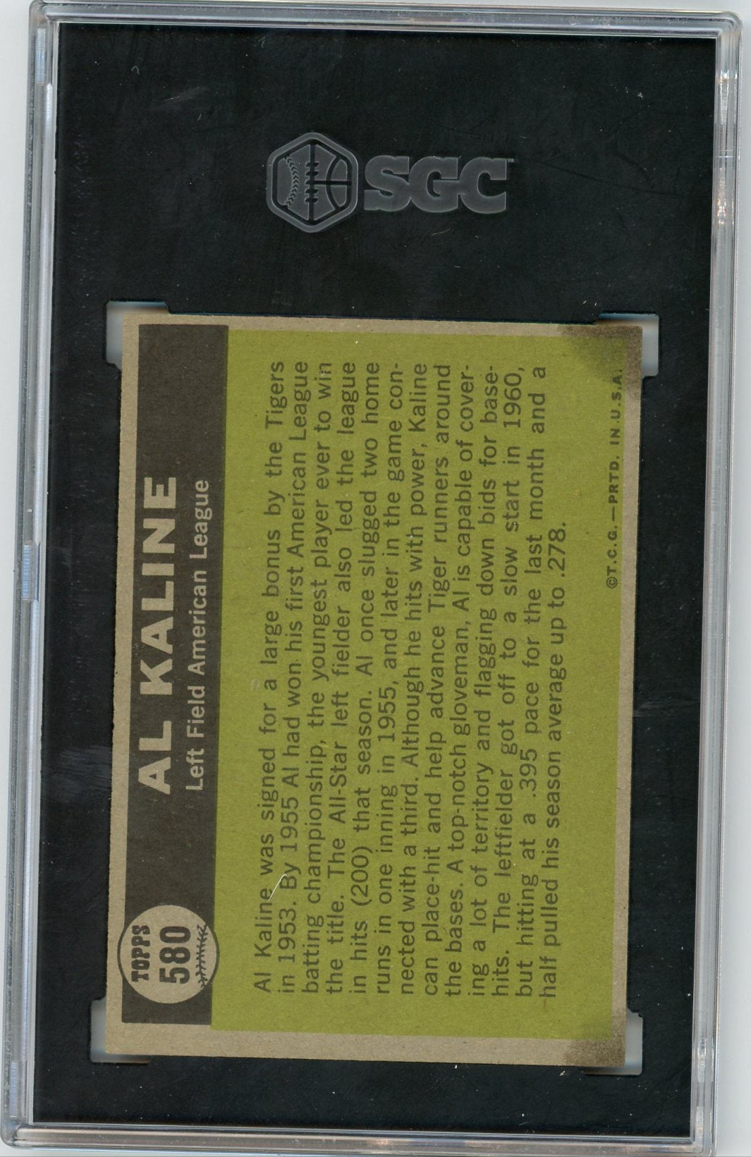 Al Kaline 1961 Topps All-Star #580 SGC Authentic (Erased)