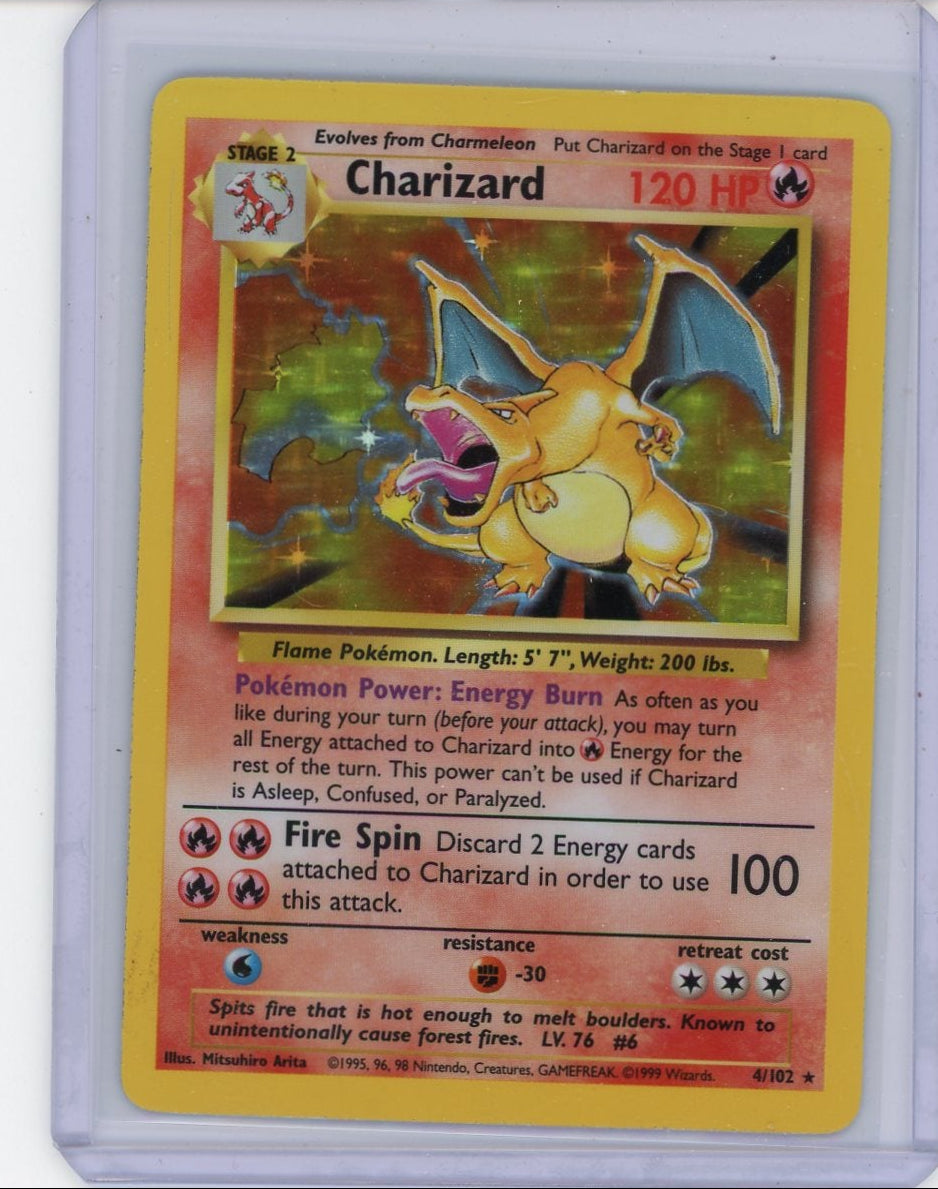 Charizard 1999 Pokemon Base Set holo #4/102 LP/MP