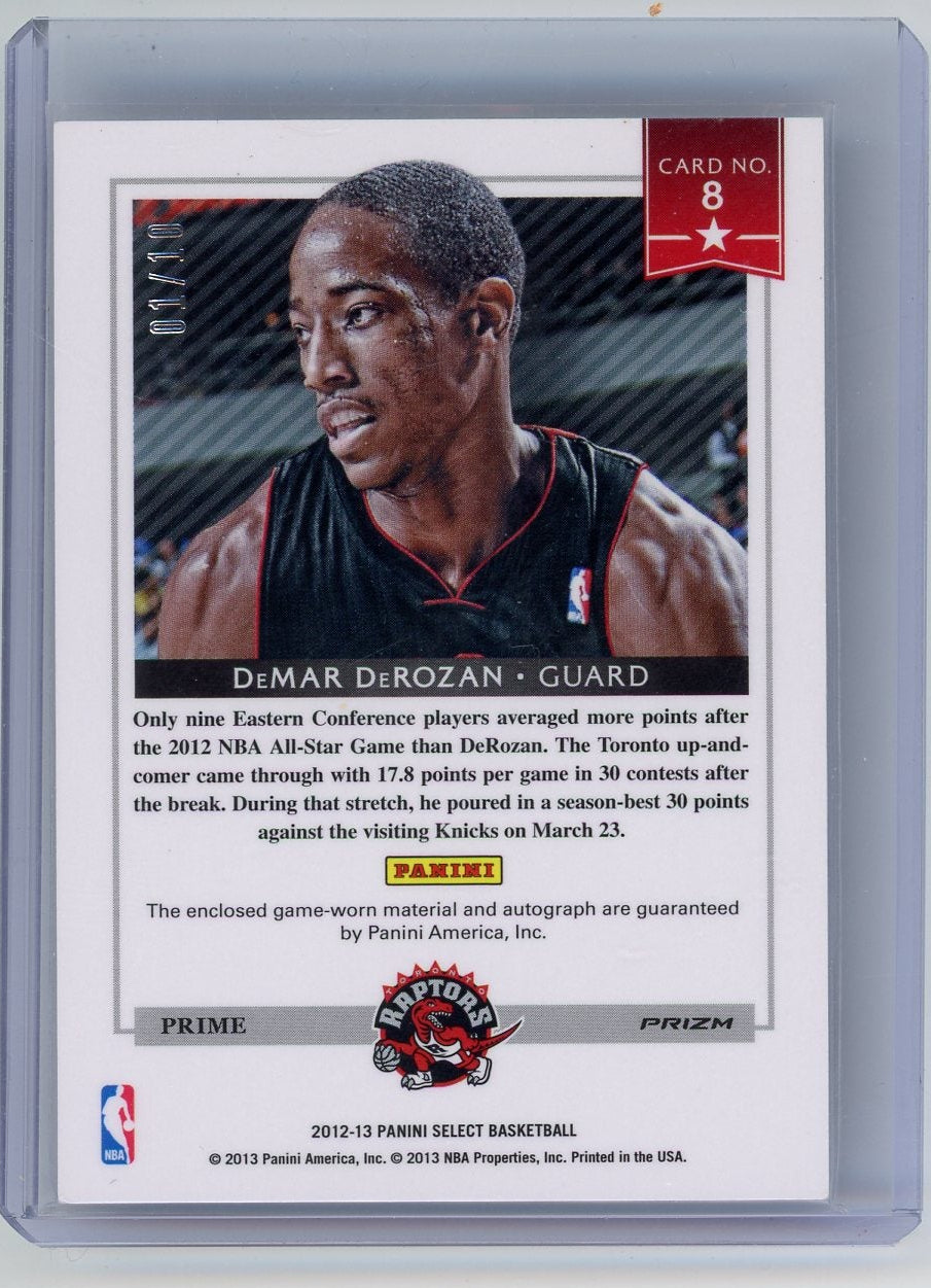DeMar Derozan 2012-13 Panini Select Stars autograph relic gold prizm #'d 01/10