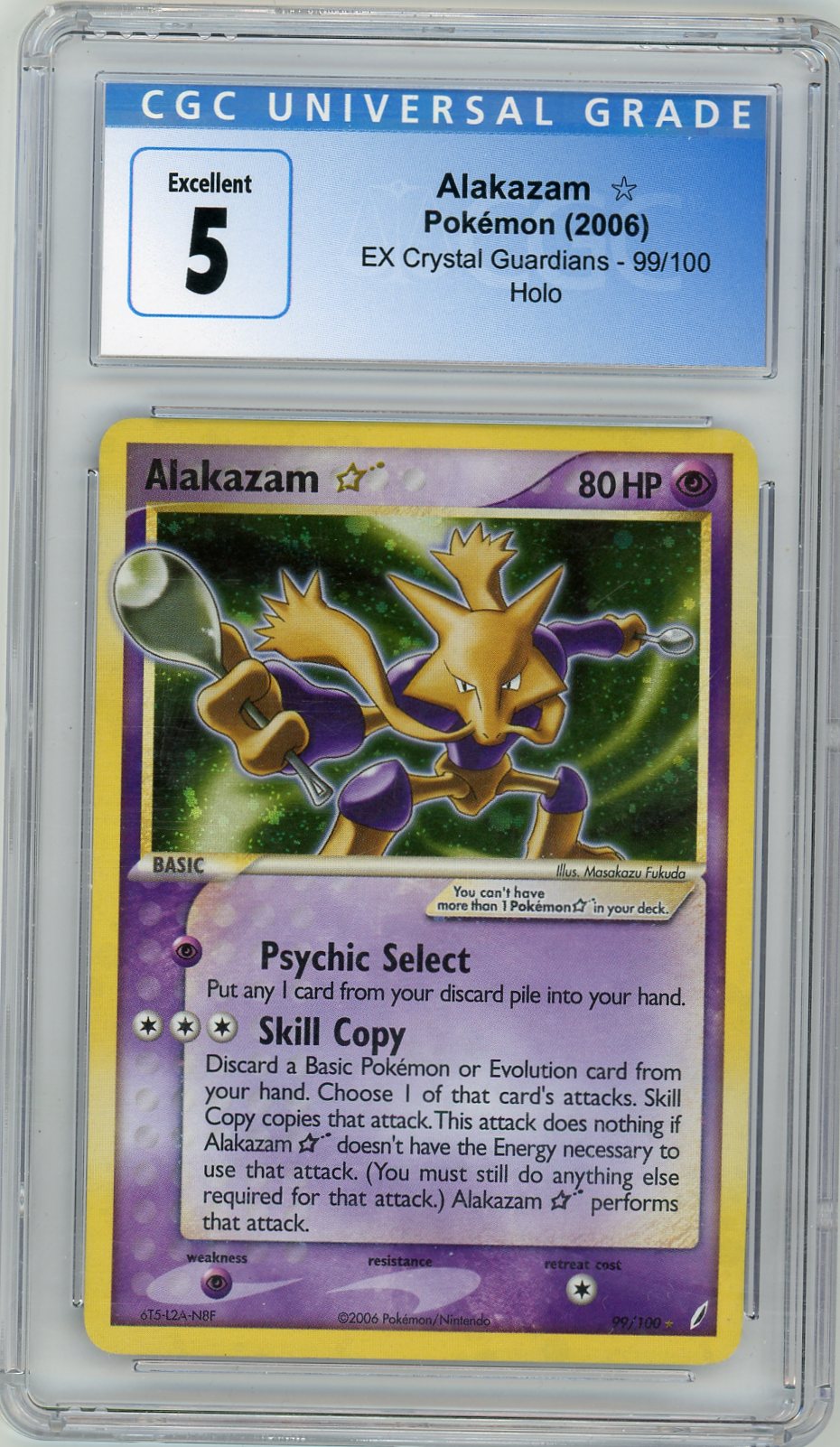 Alakazam Gold Star Pokémon Crystal Guardians Ultra Rare #99/100 CGC 5