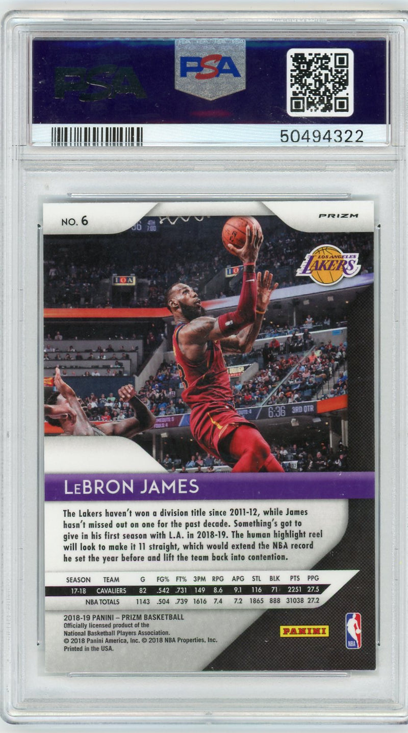LeBron James 2018 Panini Prizm RWB Prizm PSA 9