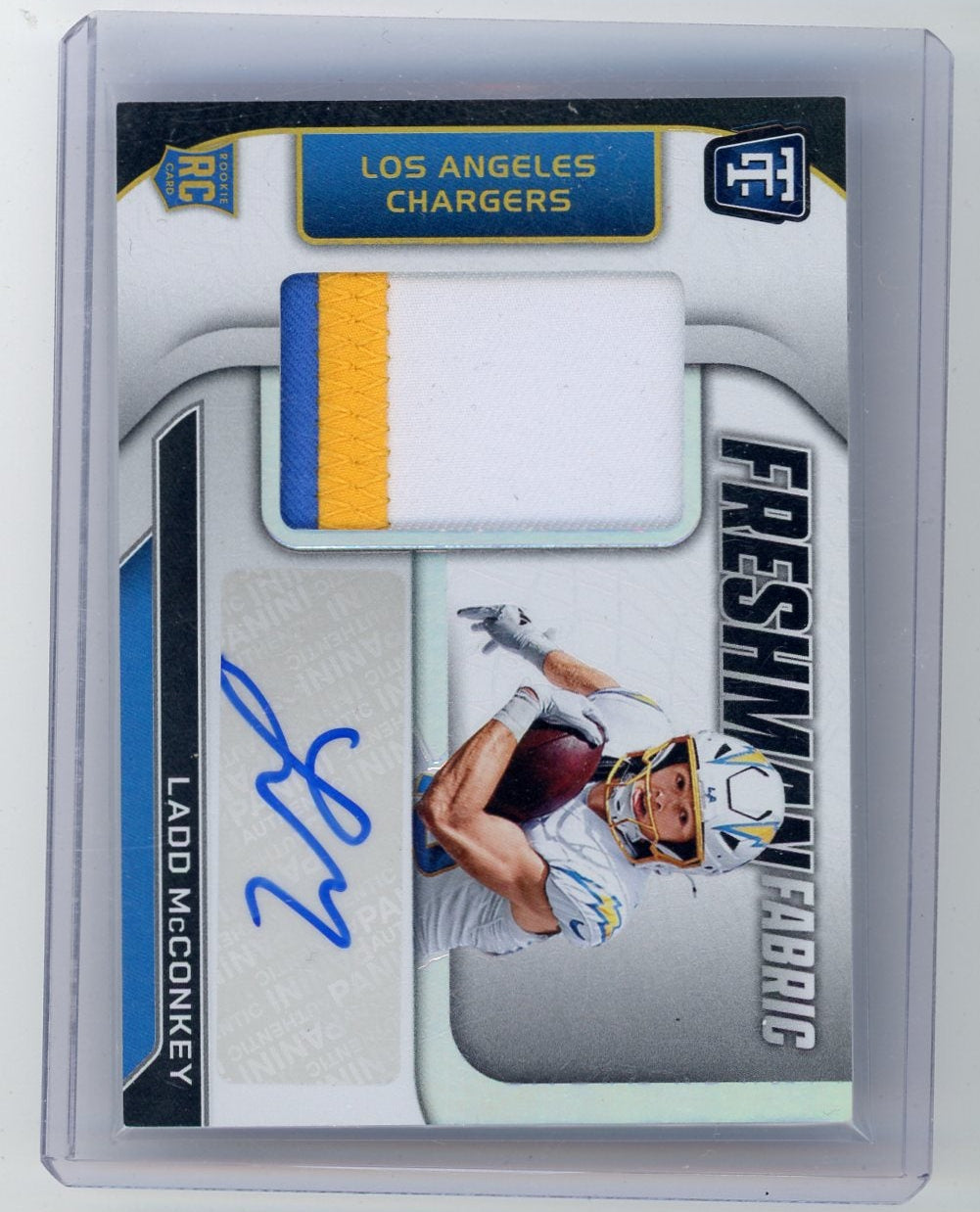 Ladd McConkey 2024 Panini Totally Certified Freshman Fabric RPA #'d 29/49