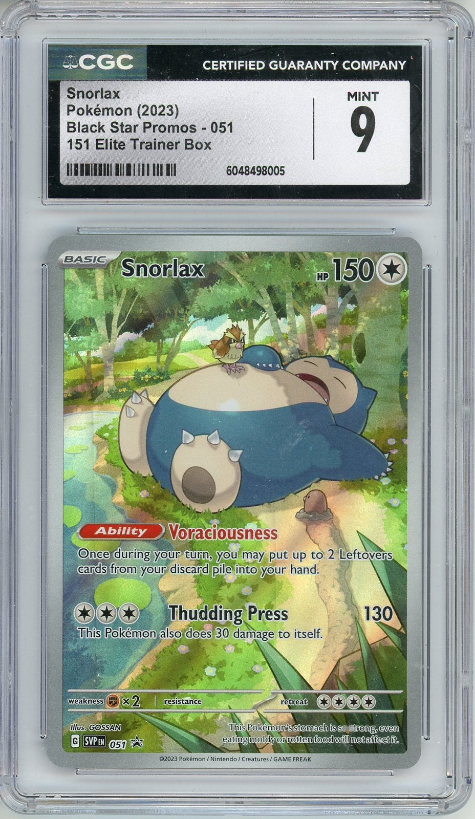 Snorlax 2023 Pokemon 151 ETB Black Star Promo #051 CGC 9