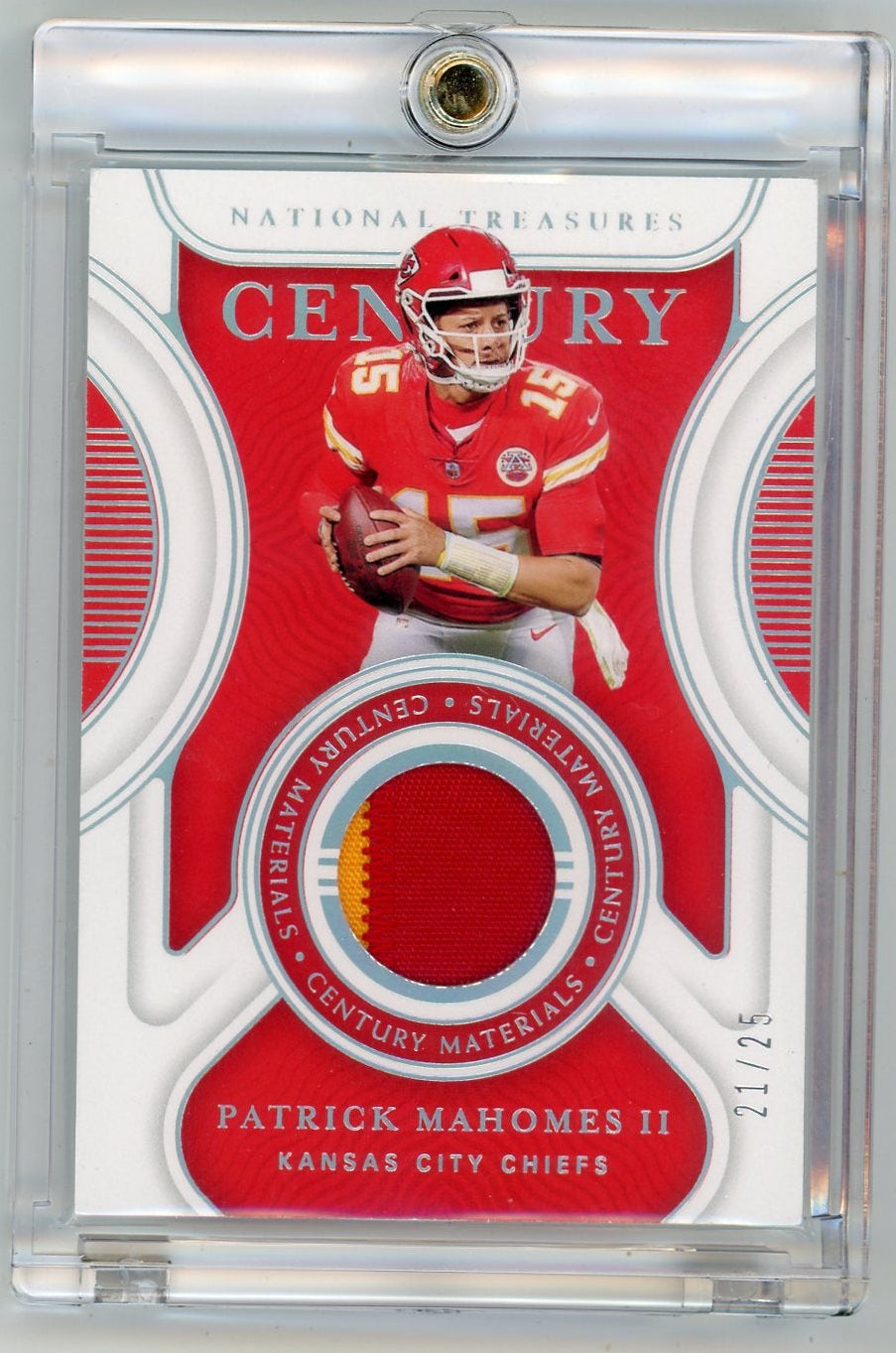 Patrick Mahomes II 2021 Panini National Treasures Century relic #'d 21/25