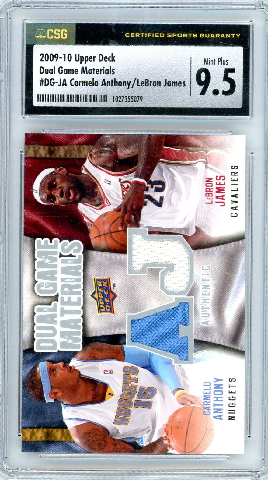LeBron James / Carmelo Anthony 2009-10 Upper Deck Dual Game Materials CGC 9.5
