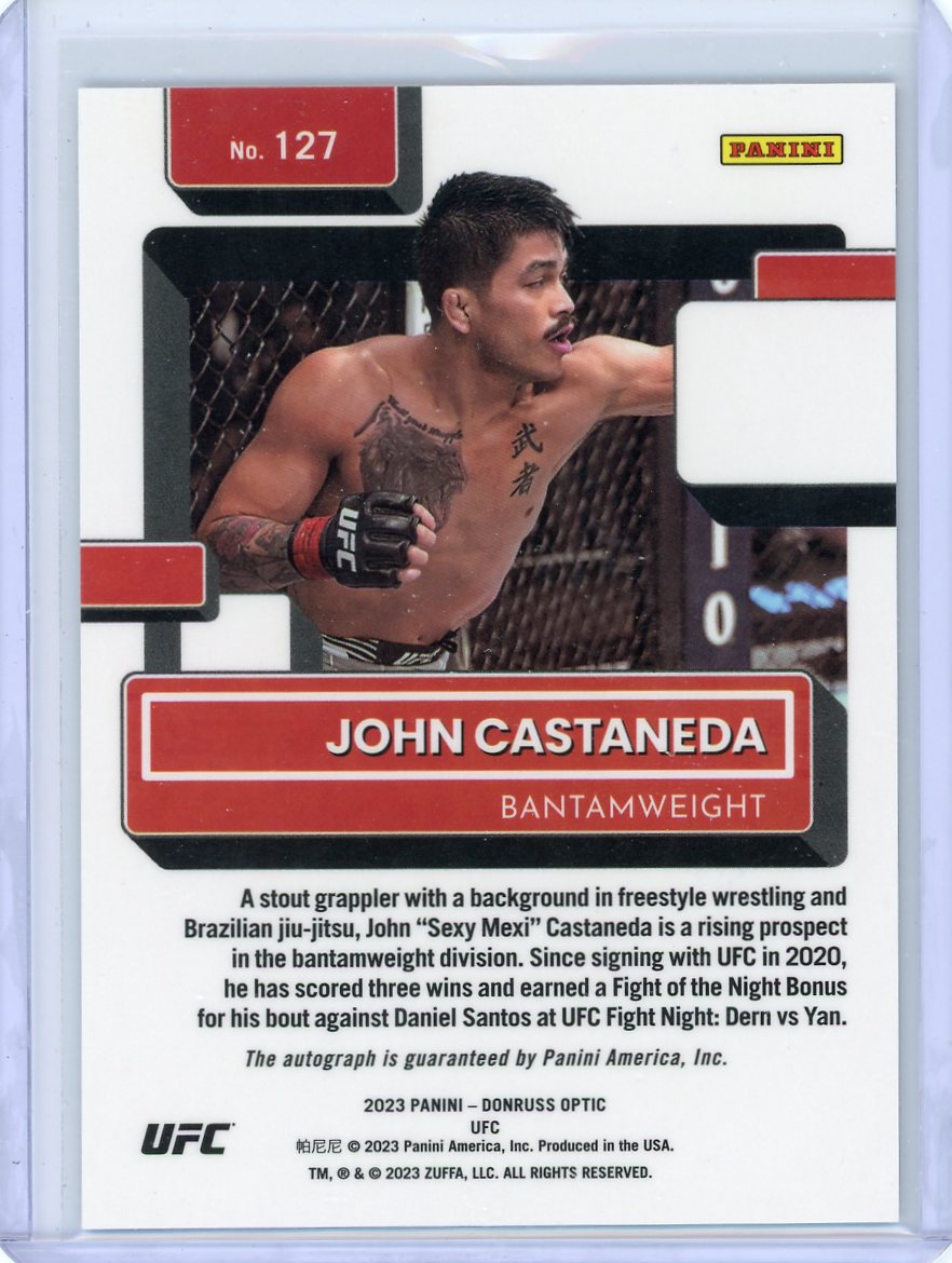 John Castaneda 2023 Panini Donruss Optic autograph rookie card