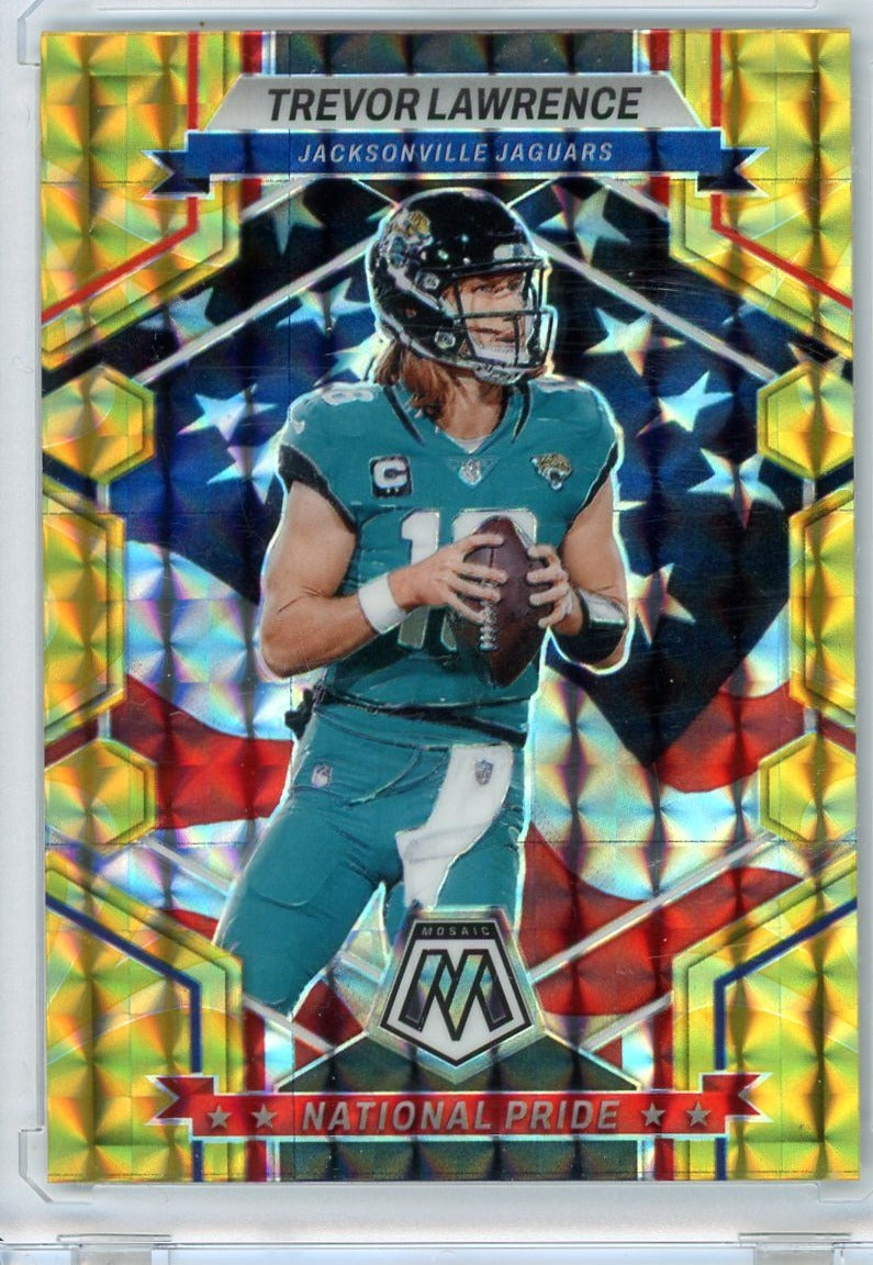 Trevor Lawrence 2023 Panini Mosaic National Pride yellow mosaic prizm