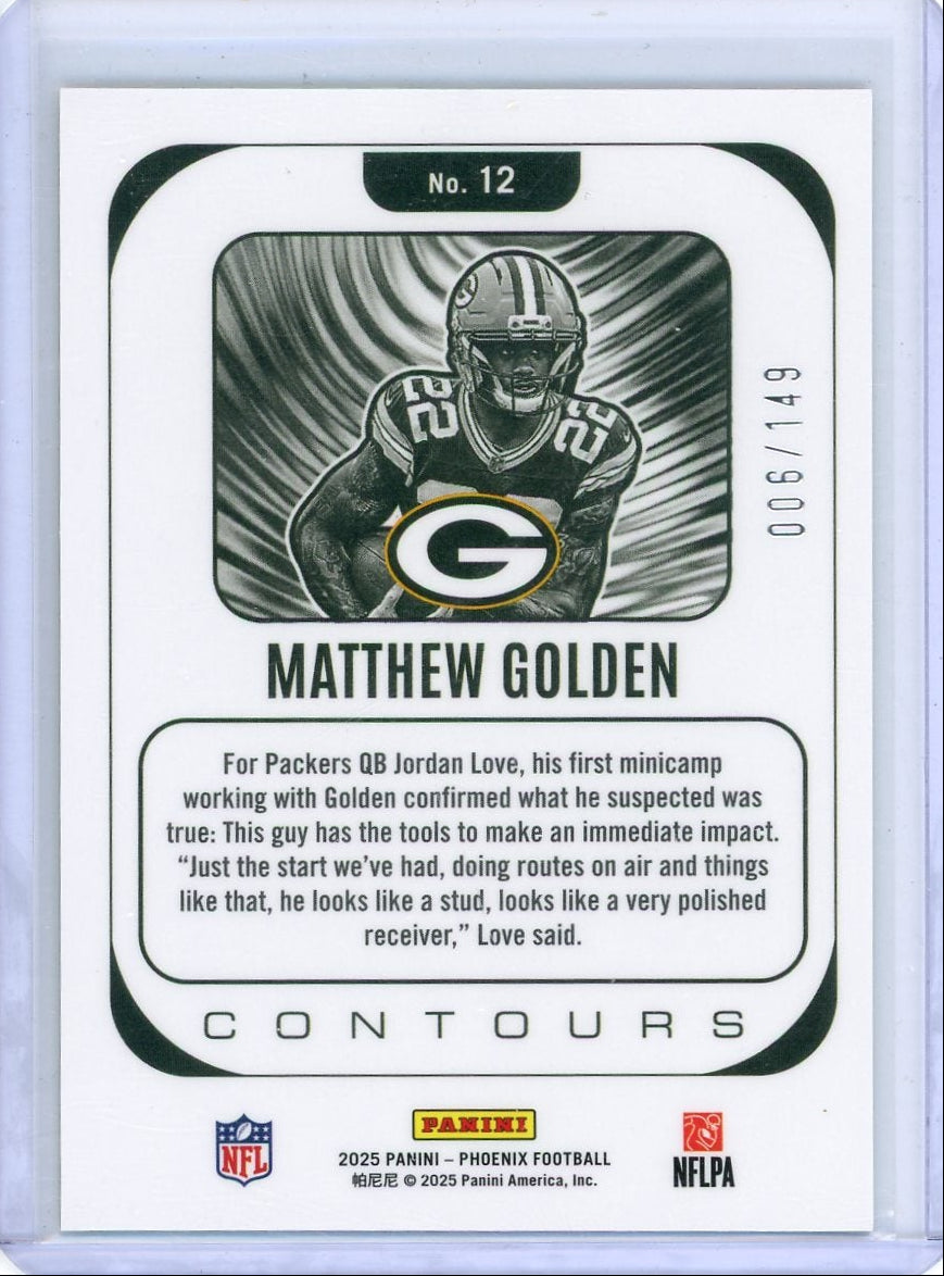 Matthew Golden 2025 Panini Phoenix Contours gold rc #'d 006/149