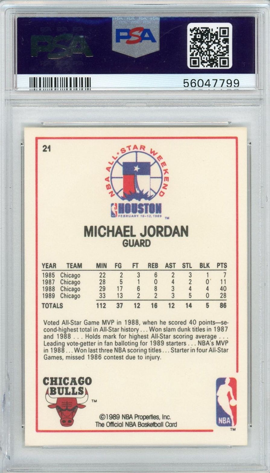 Michael Jordan 1989 Hoops All Star #21 PSA 6