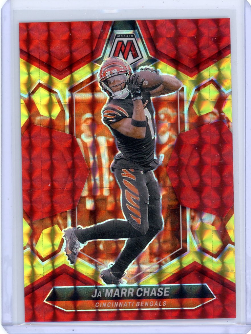Ja'Marr Chase 2024 Panini Mosaic Choice Fusion Red & Yellow #'d 65/80