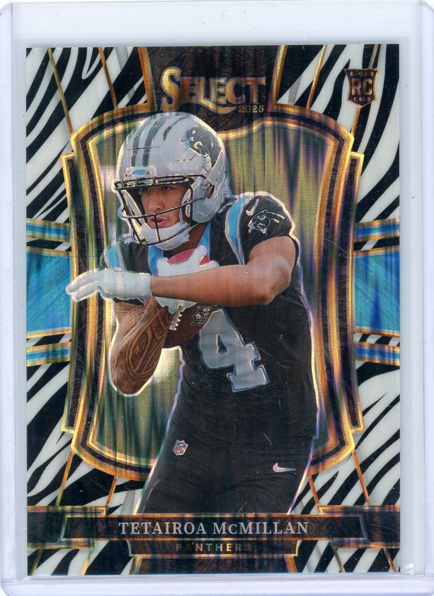 Tetairoa McMillan 2025 Panini Select Rookie Zebra Flash SSP