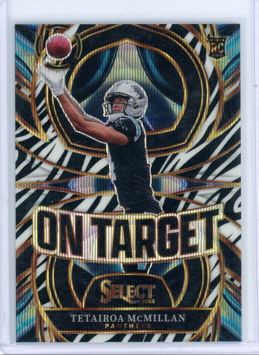 Tetairoa McMillan 2025 Panini Select On Target Rookie Zebra SSP
