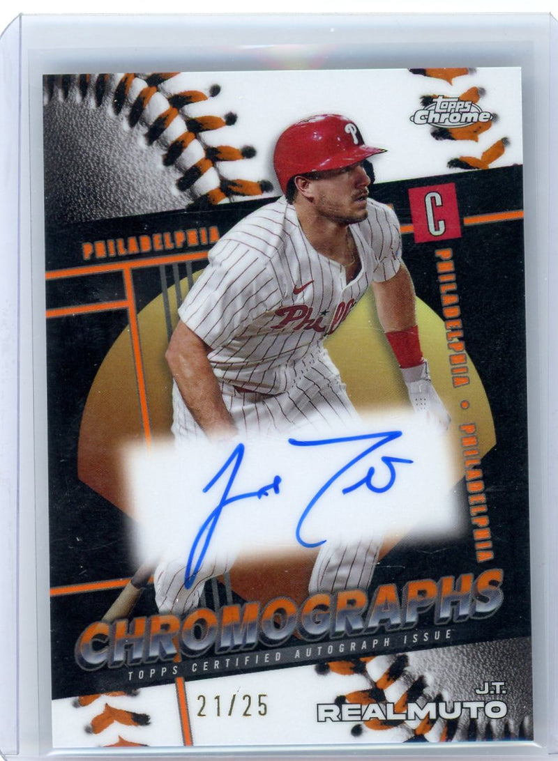 J.T. Realmuto 2025 Topps Chrome Chromographs Orange Auto 