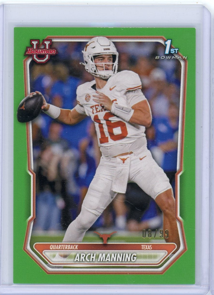 Arch Manning 2026 Bowman 1st Bowman Paper Green #'d 08/99