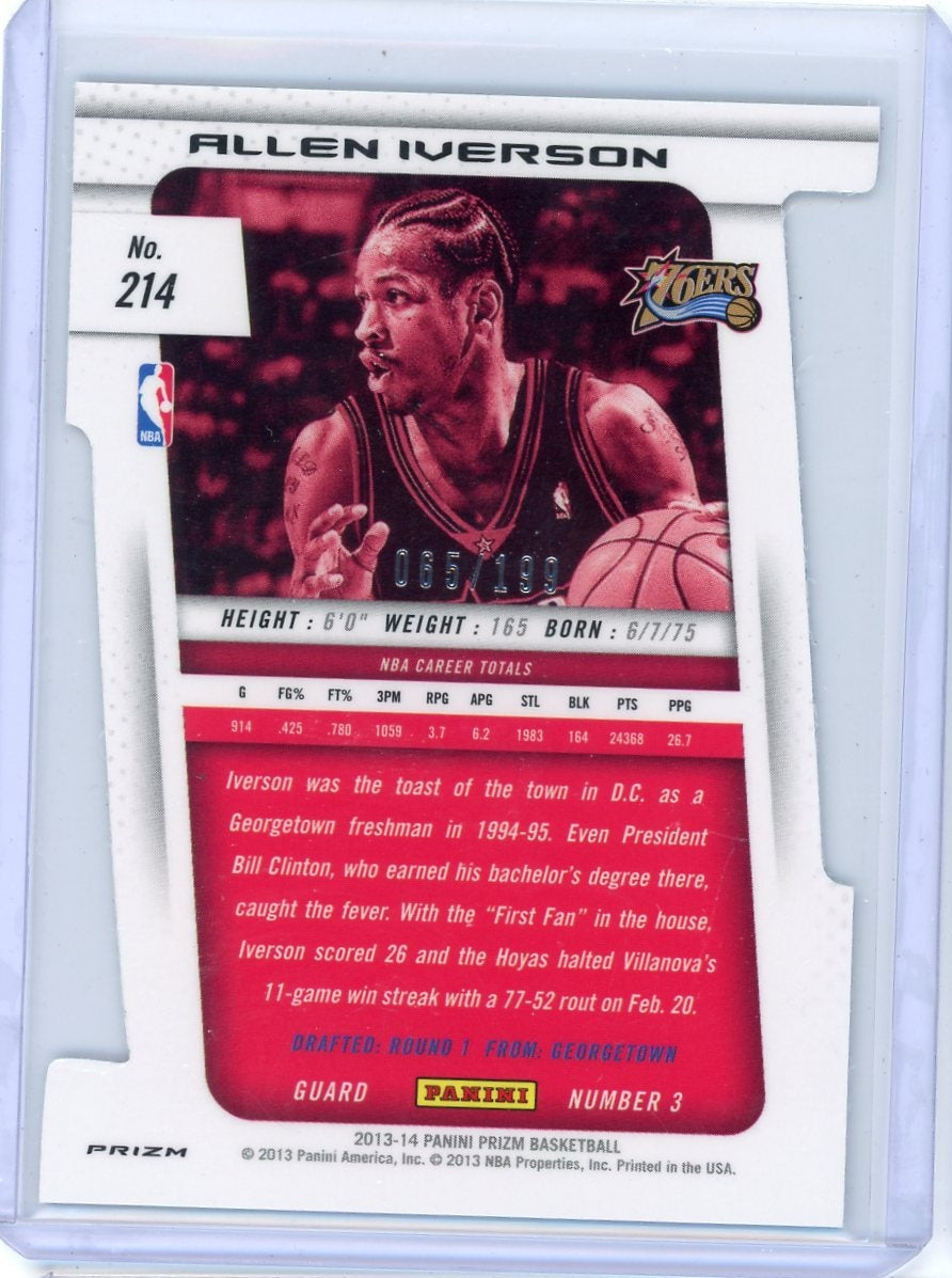 Allen Iverson 2013-14 Panini Prizm light blue prizm die-cut #'d 065/199