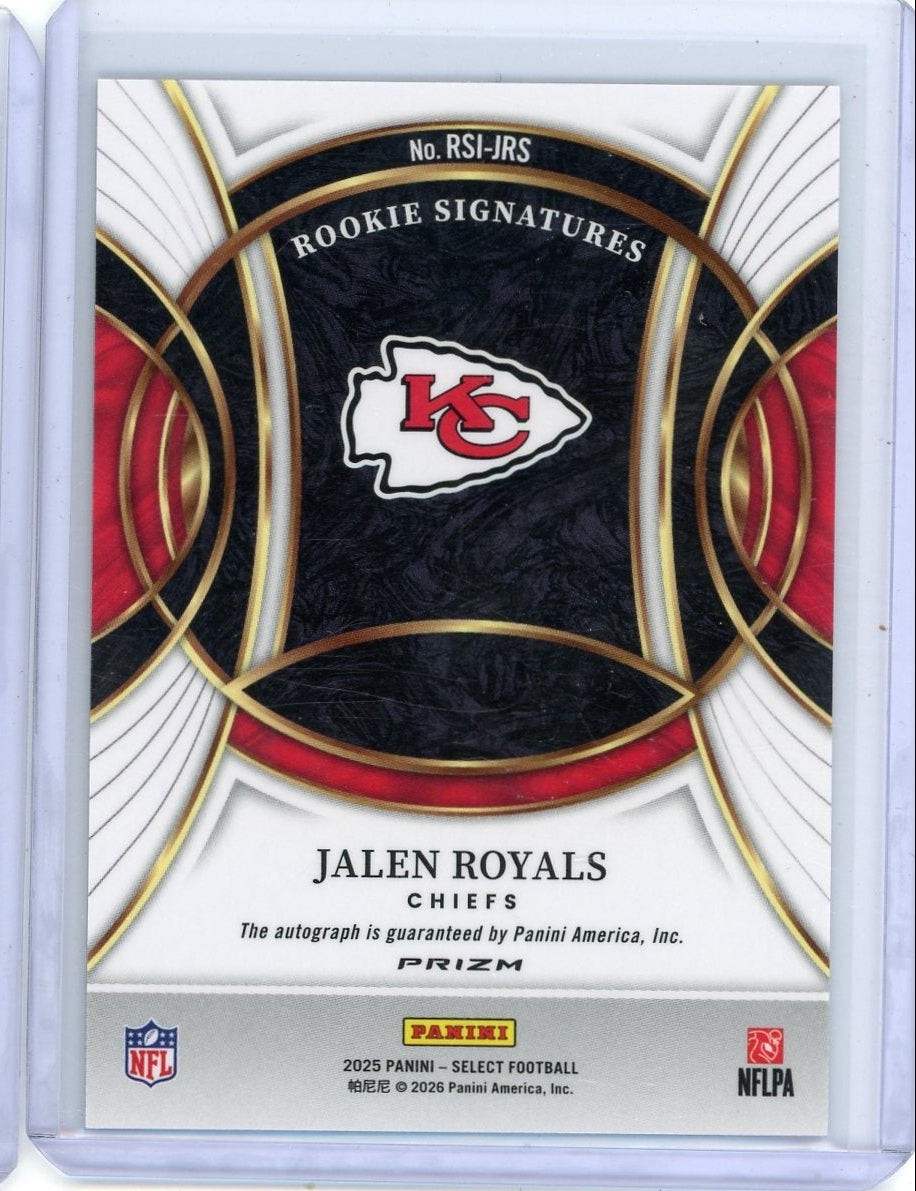 Jalen Royals 2025 Panini Select Signatures autograph rookie card silver prizm