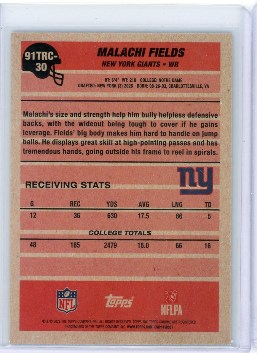 Malachi Fields 2026 Topps Silver Pack Blue Mojo #'d 118/150