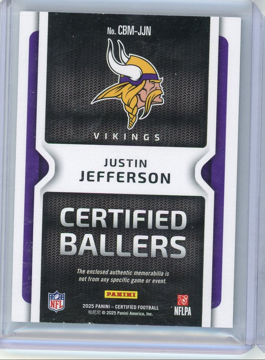 Justin Jefferson 2025 Panini Certified Ballers Aqua Patch #'d 62/75