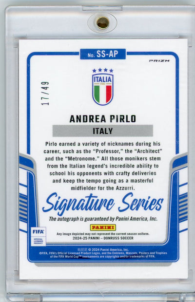 Andrea Pirlo 2024 Donruss Soccer Signature Series Red Prizm Auto #'d 17/49