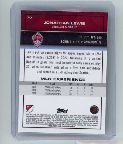 Jonathan Lewis 2023 Topps Chrome MLS gold refractor #'d 15/50