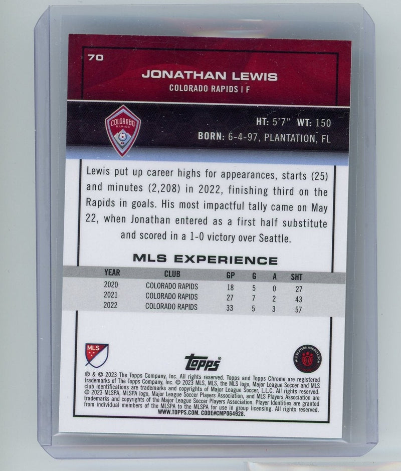 Jonathan Lewis 2023 Topps Chrome MLS gold refractor 