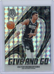 Victor Wembanyama 2023 Panini Mosaic Give and Go Silver Mosaic Rookie