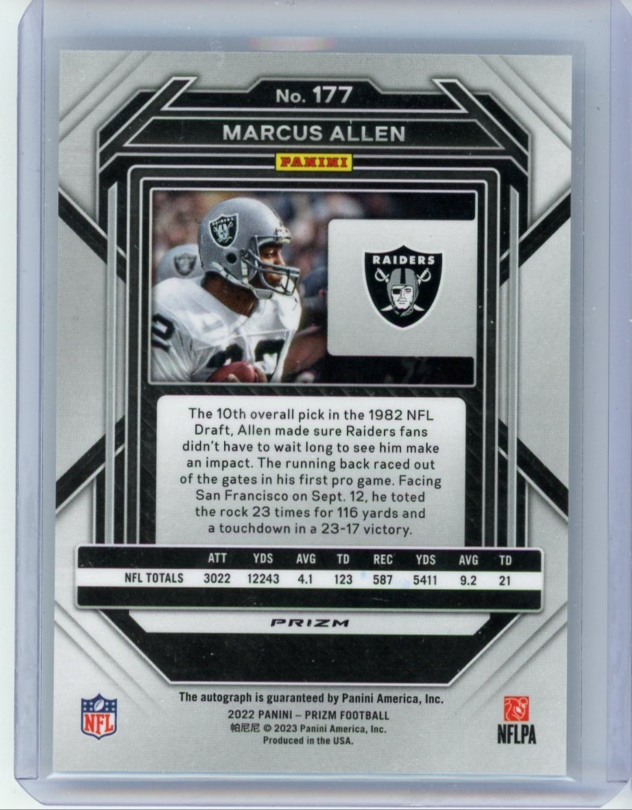 Marcus Allen 2022 Panini Prizm silver prizm autograph