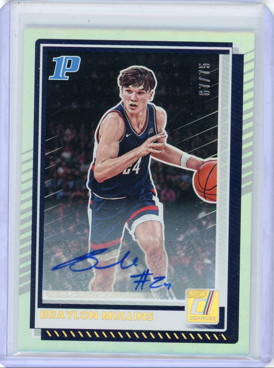 Braylon Mullins 2025-26 Panini Donruss Autographs Holo #'d 67/75