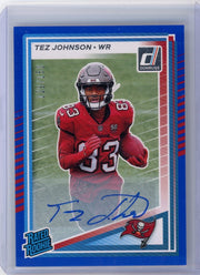Tez Johnson 2025 Panini Donruss autograph rookie card blue #'d 129/150