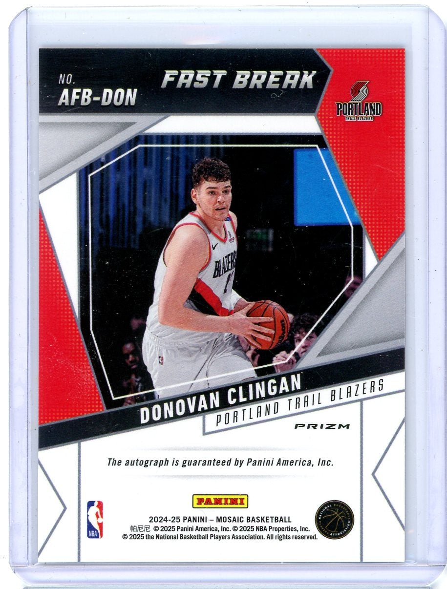 Donovan Clingan 2024-25 Panini Mosaic Fast Break Auto RC
