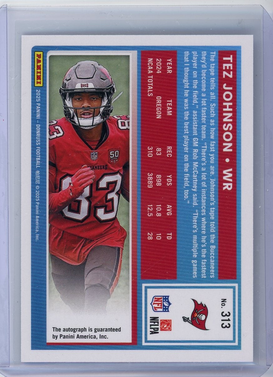 Tez Johnson 2025 Panini Donruss autograph rookie card blue #'d 129/150