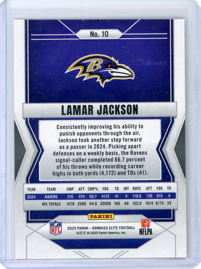 Lamar Jackson 2025 Panini Donruss Elite orange #'d 101/199