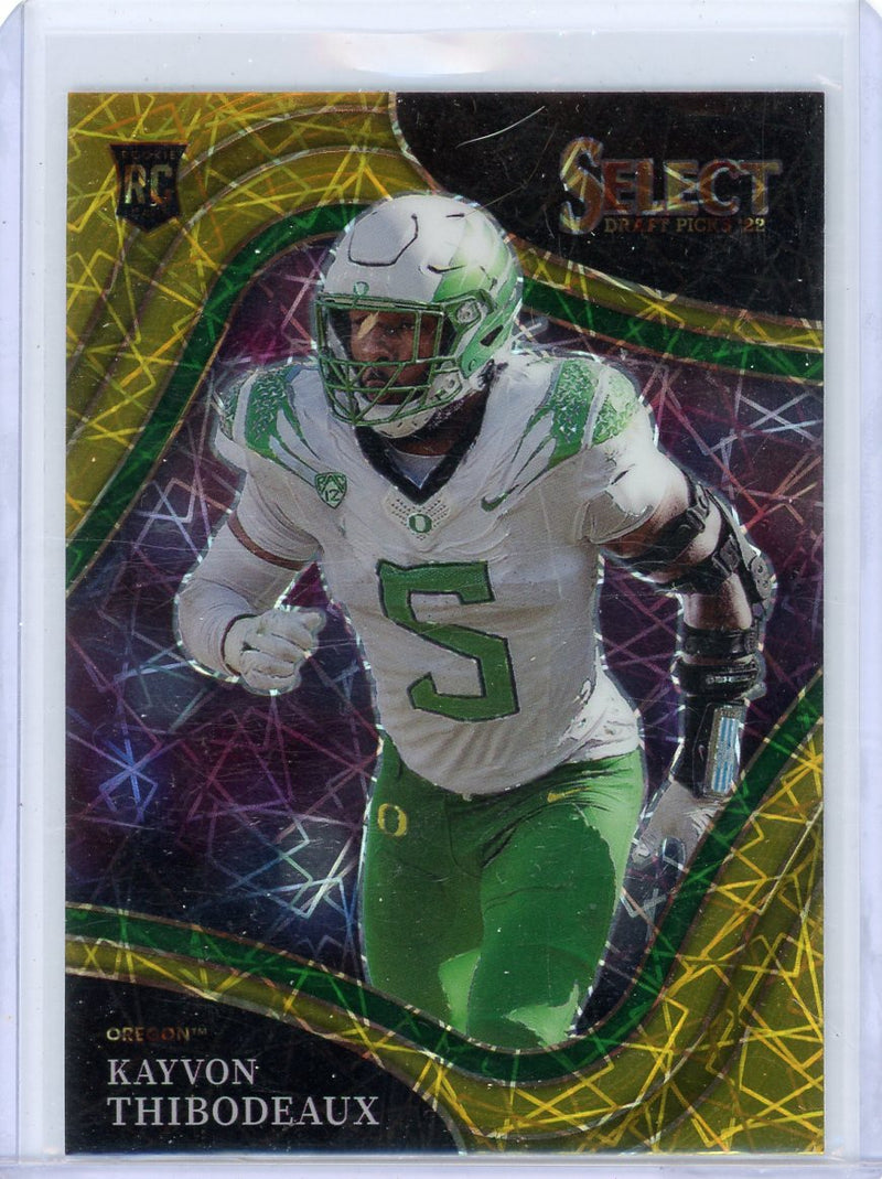 Kayvon Thibodeaux 2022 Panini Select Draft Picks Gold Lazer Prizm Field Level