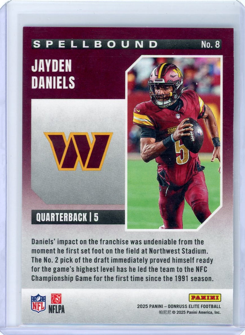 Jayden Daniels 2025 Panini Donruss Elite Spellbound "D" blue 