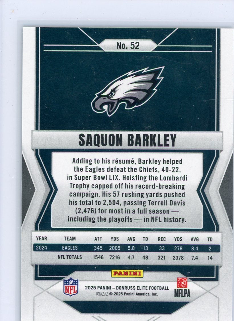 Saquon Barkley 2025 Panini Donruss Elite Aspirations Lime Green #'d 715/999