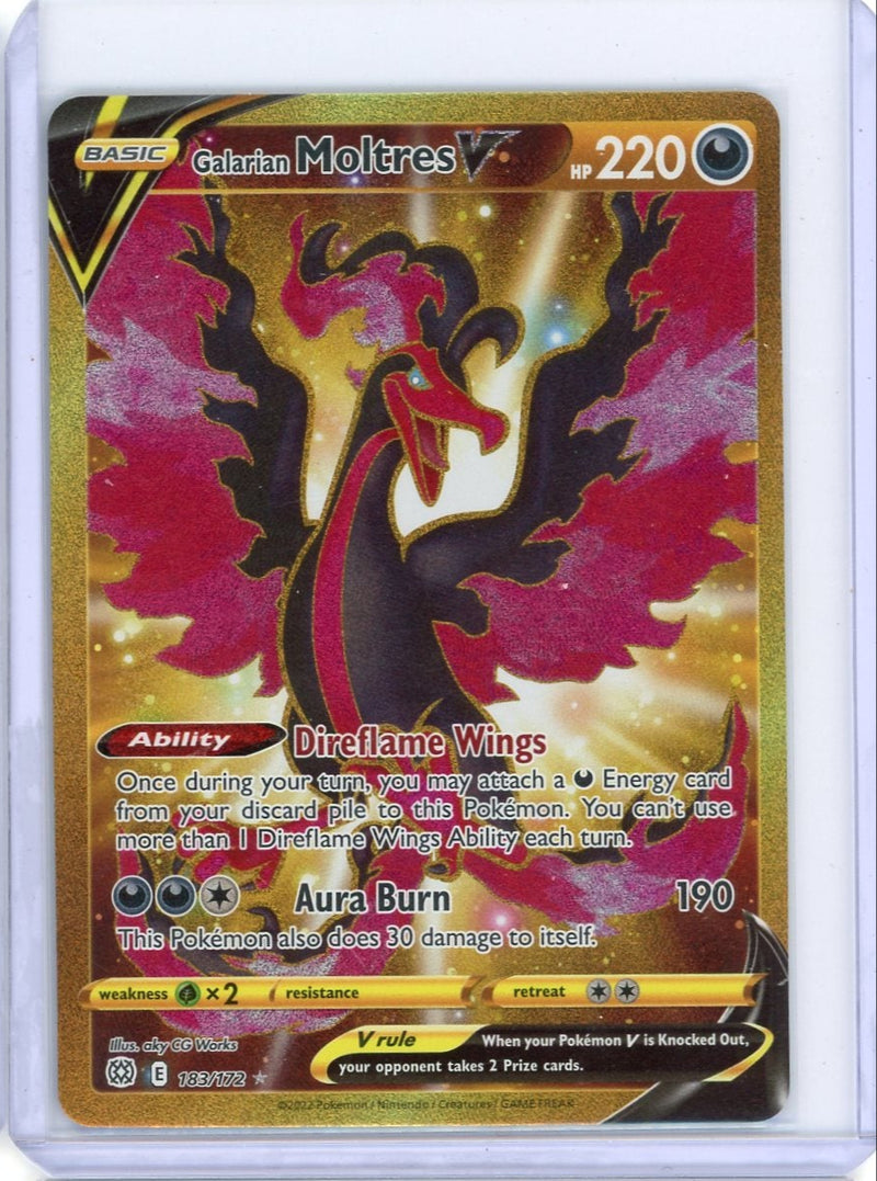 Galarian Moltres V Pokémon Brilliant Stars Gold Secret Rare 