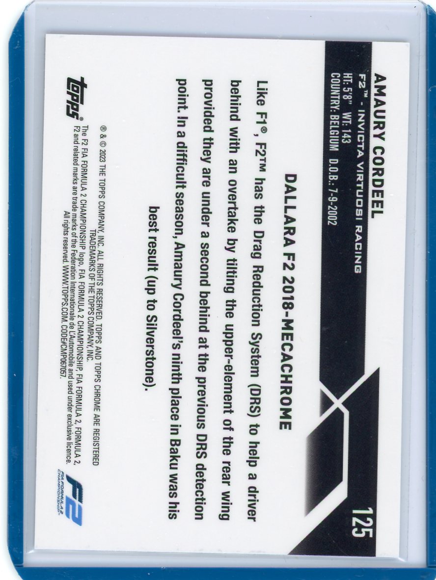 Amaury Cordeel 2023 Topps Chrome Formula 1 gold refractor #'d 31/50