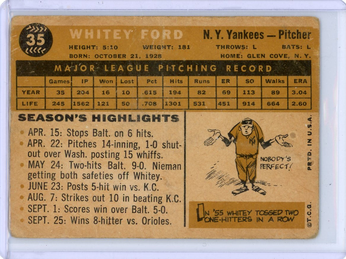 Whitey Ford 1960 Topps Baseball #35