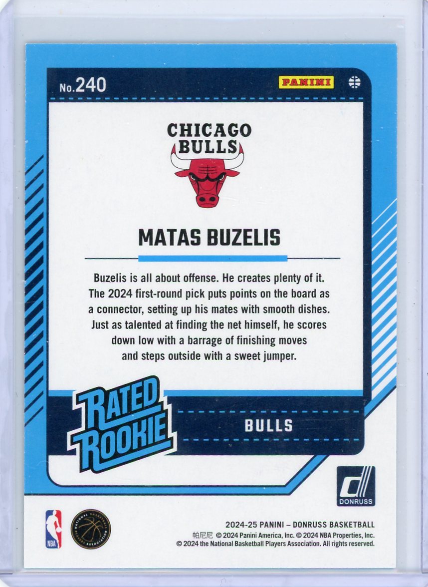 Matas Buzelis 2024-25 Panini Donruss Rated Rookie Holo Green Laser