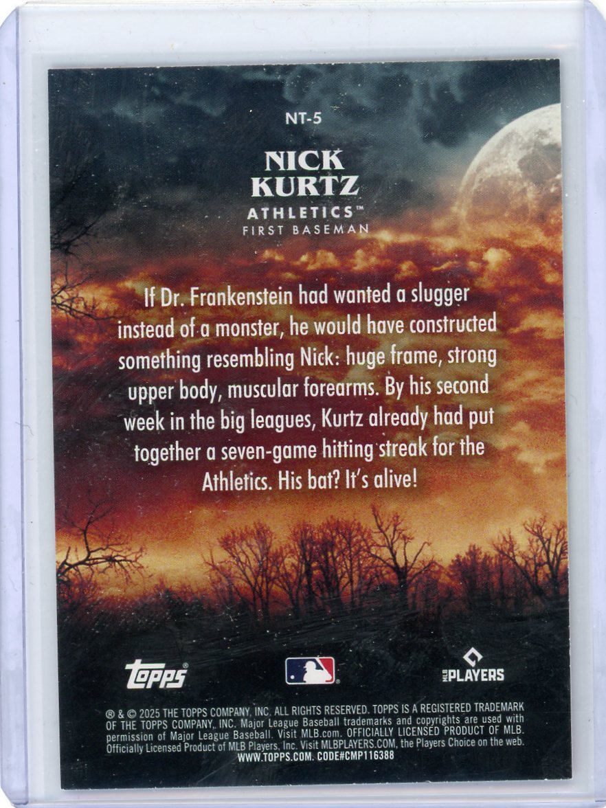 Nick Kurtz 2025 Topps Update Night Terrors Pink Foil RC