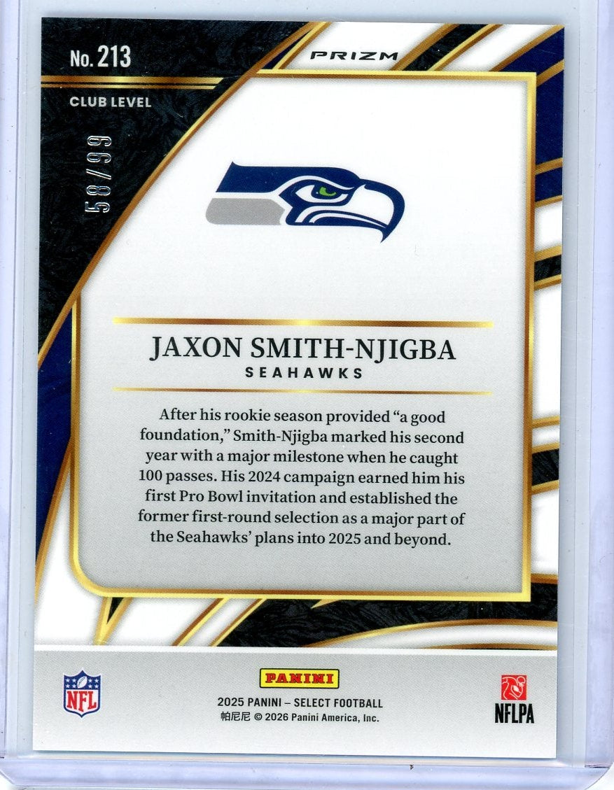 Jaxon Smith-Njigba 2025 Panini Select Club Level Blue Prizm #'d 58/99