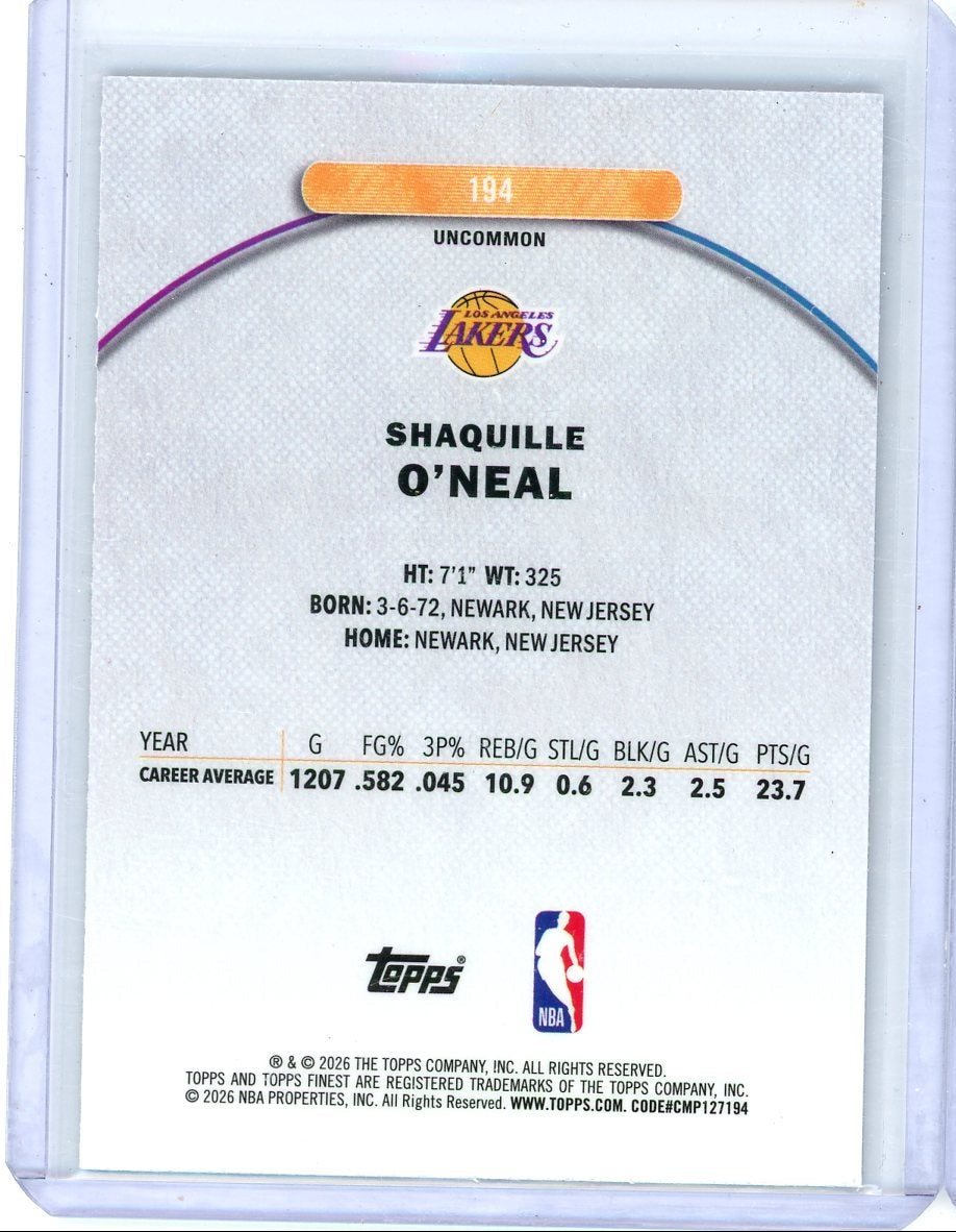 Shaquille O'Neal 2025-26 Topps Finest Purple Refractor #'d 024/200