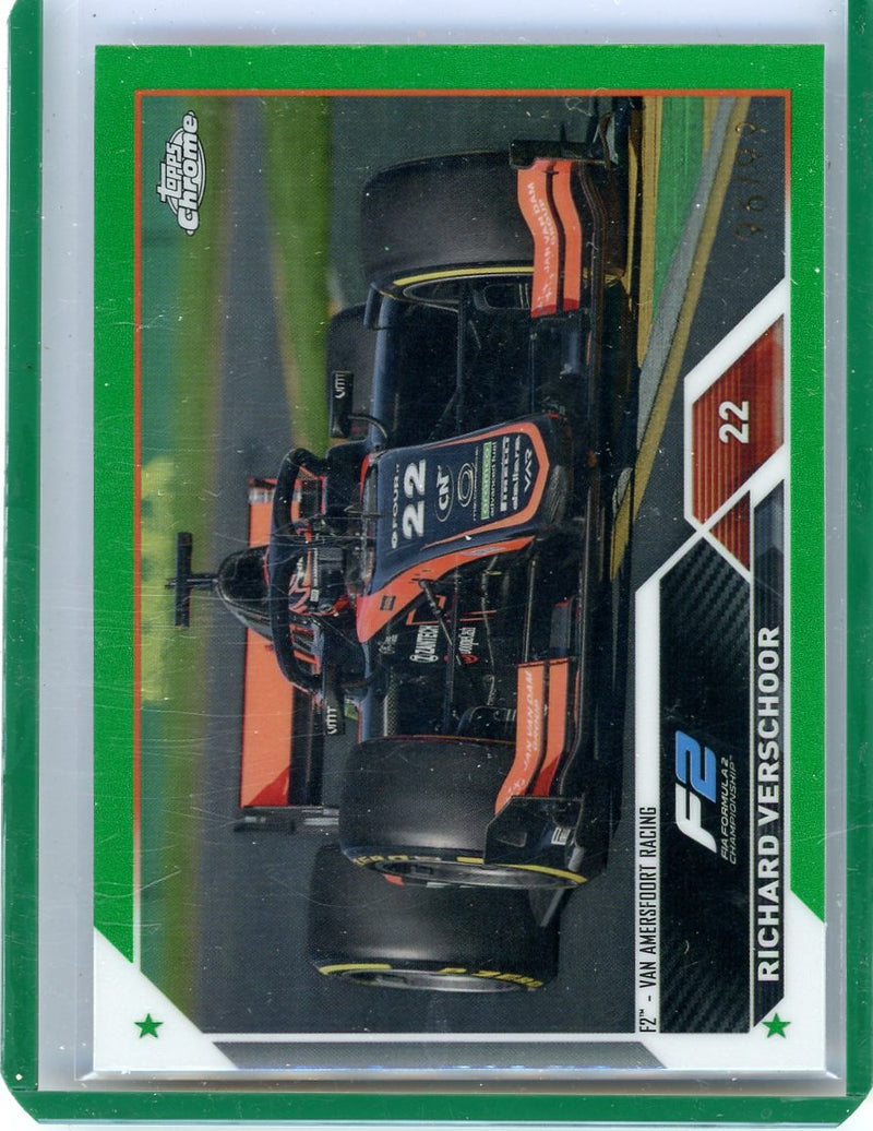 Richard Verschoor 2023 Topps Chrome Formula 1 green refractor 