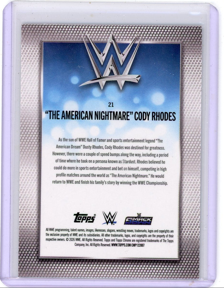 "The American Nightmare" Cody Rhodes 2026 Topps Chrome WWE Negative Refractor