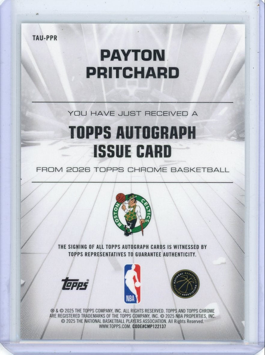 Payton Pritchard 2025-26 Topps Chrome autograph