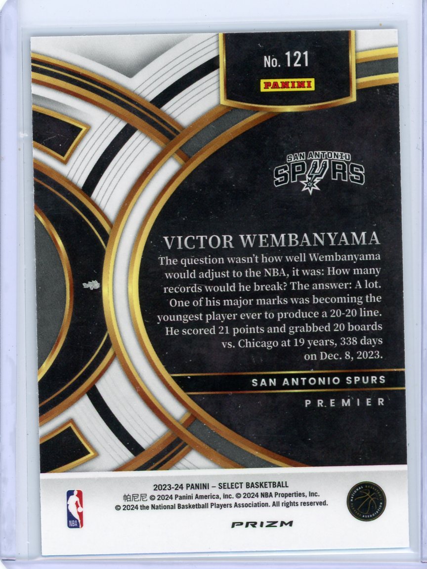 Victor Wembanyama 2023-24 Panini Select Premier Level Blue Cracked Ice Prizm RC