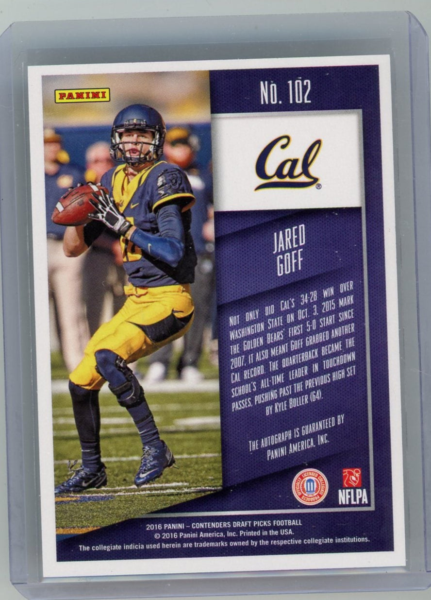 Jared Goff 2016 Panini Contenders Draft Picks College Ticket autograph rookie card